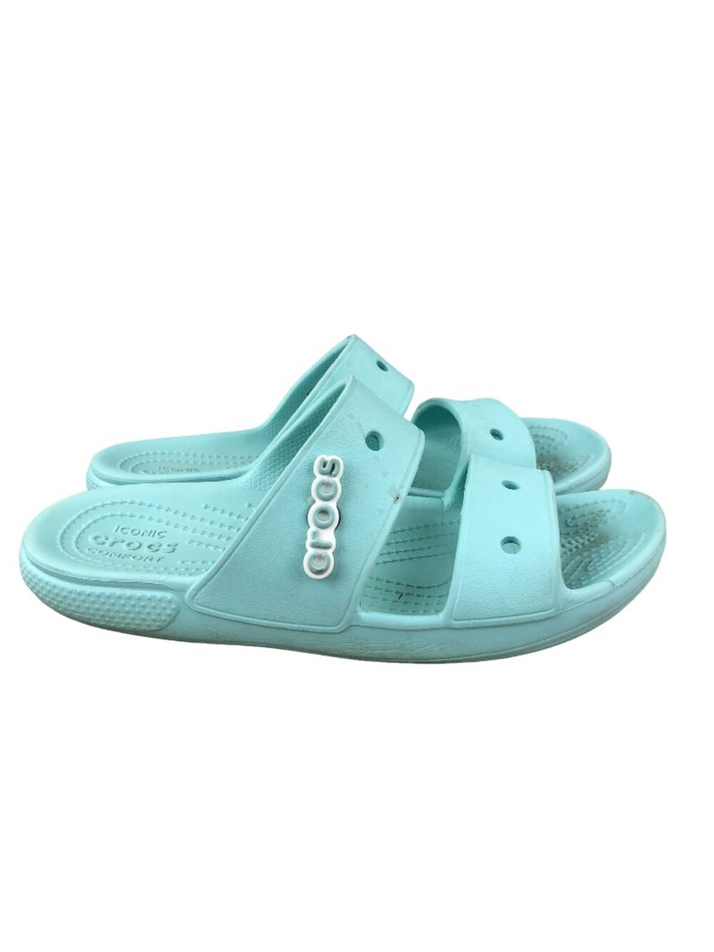 Crocs Unisex Size 5M 7W Classic Blue Open Toe Slip On Jibbitz Sandals 206761